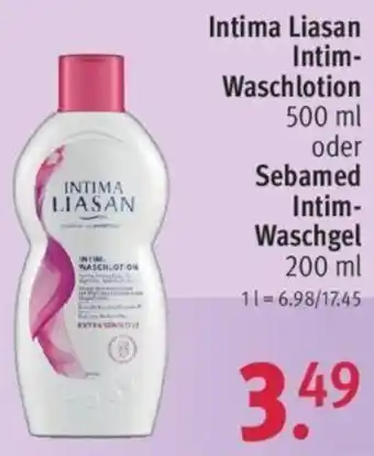 Rossmann Intima Liasan Intimwaschlotion 500 ml oder Sebamed Intim Waschgel 200 ml Angebot