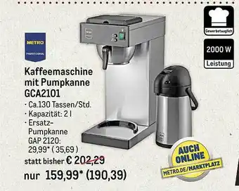 METRO Metro professional kaffeemaschine mit pumpkanne gca2101 Angebot