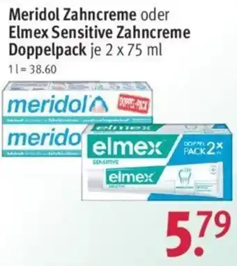 Rossmann Meridol Zahncreme oder Elmex Sensitive Zahncreme Doppelpack 2x75 ml Angebot