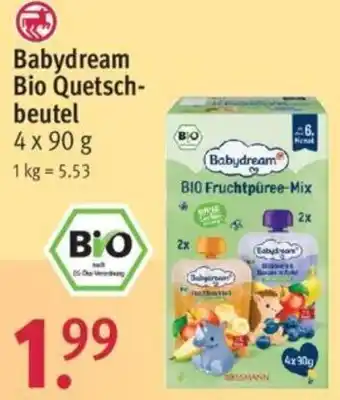 Rossmann Babydream Bio Quetschbeutel 4 x 90 g Angebot