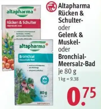 Rossmann Altapharma Rücken & Schulter oder Gelenk & Muskel oder Bronchial Meersalz Bad 80 g Angebot