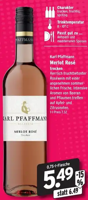 Wasgau Karl Pfaffmann Merlot Rosé trocken 0,75L Angebot