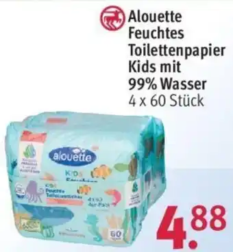 Rossmann Alouette Feuchtes Toilettenpapier Kids mit 99% Wasser 4x60 Stück Angebot