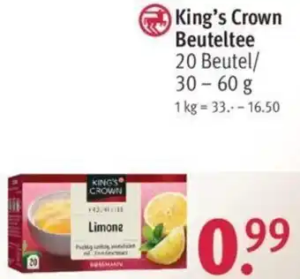 Rossmann King's Crown Beuteltee 20 Beutel/30-60 g Angebot