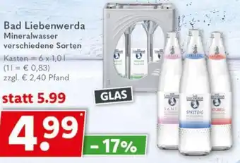 Getränkeland Bad Liebenwerda Mineralwasser 6x1,0 L Angebot