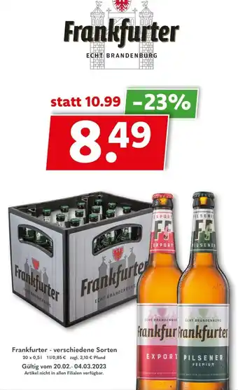 Getränkeland Frankfurter 20x0,5 L Angebot