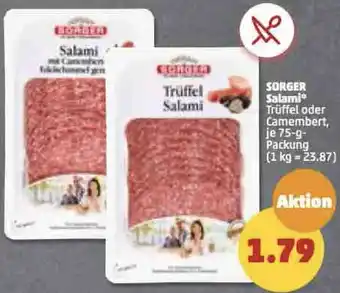 PENNY Sorger Salami 75 g Packung Angebot