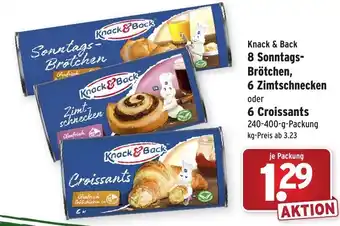 Wasgau Knack & Back 8 Sonntags Brötchen, 6 Zimtschnecken oder 6 Croissants 240-400g Angebot