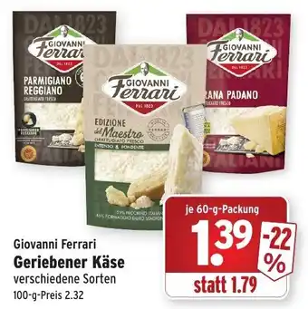 Wasgau Giovanni Ferrari Geriebener Käse 60g Angebot