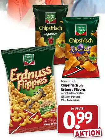 Wasgau Funny Frisch Chipsfrisch oder Erdnuss Flippies 175-250g Beutel Angebot