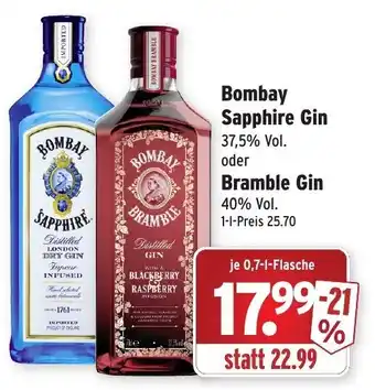 Wasgau Bombay Sapphire Gin oder Bramble Gin 0,7L Angebot