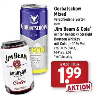 Wasgau Gorbatschow Mixed oder Jim Beam & Cola 0,33L Angebot