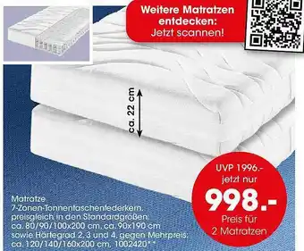 Möbel Martin Matratze 7-zonen-tonnentaschenfederkern Angebot