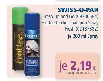 Apotal Swiss-o-par fresh up and go oder frottee trockenshampoo spray fresh Angebot