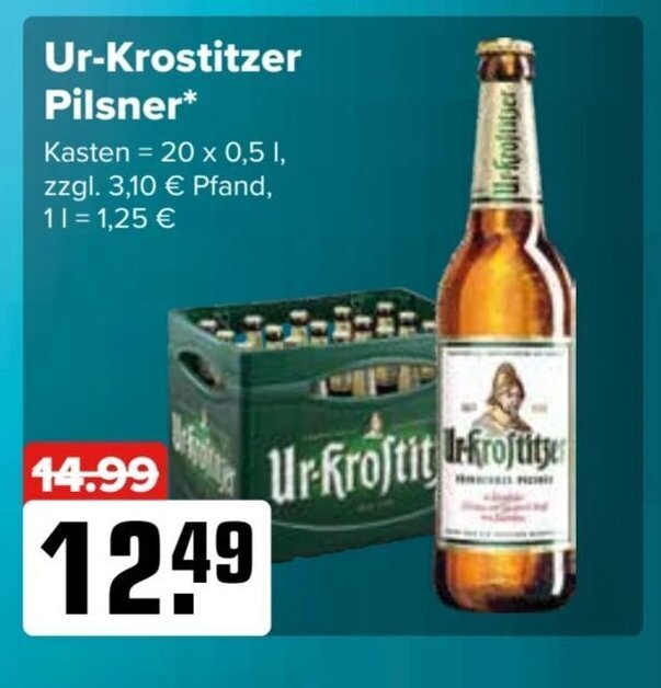 UrKrostitzer Pilsener 20*500ml Angebot bei Logo Getränkemarkt