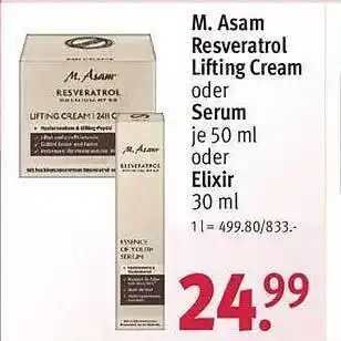 Rossmann M. asam resveratrol lifting cream oder serum oder elixir Angebot