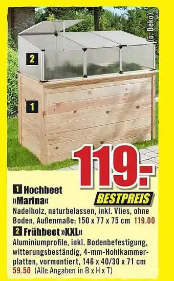 B1 Discount Baumarkt Hochbeet „marina“ oder frühbeet „xxl“ Angebot