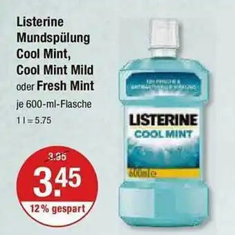 V Markt Listerine mundspülung cool mint, cool mint mild oder fresh mint Angebot