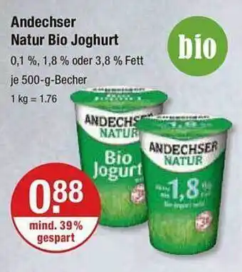 V Markt Andechser natur bio joghurt Angebot