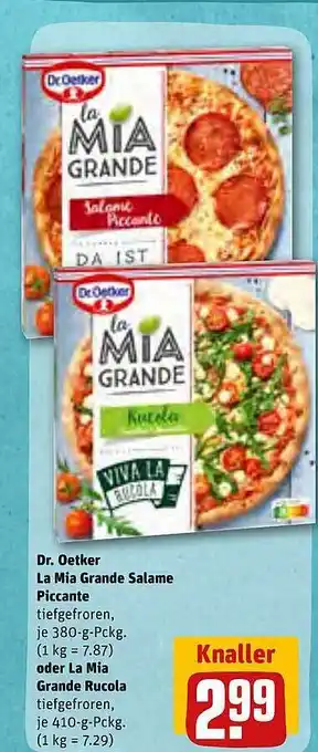 REWE Dr. oetker la mia grande salame piccante oder grande rucola Angebot