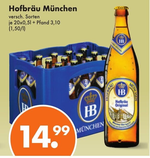 Hofbrau Munchen 20*500ml Angebot bei Trink und Spare