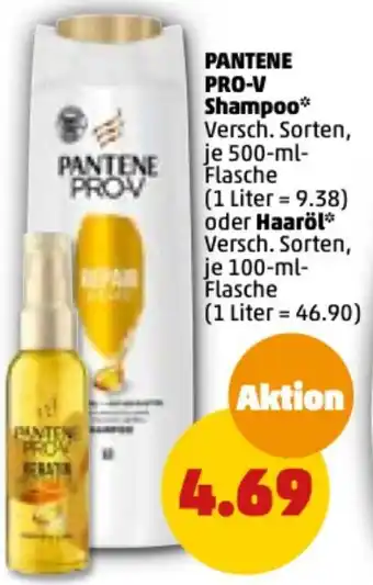 PENNY Pantene Pro-V Shampoo 500 ml oder Haaröl 100 ml Flasche Angebot