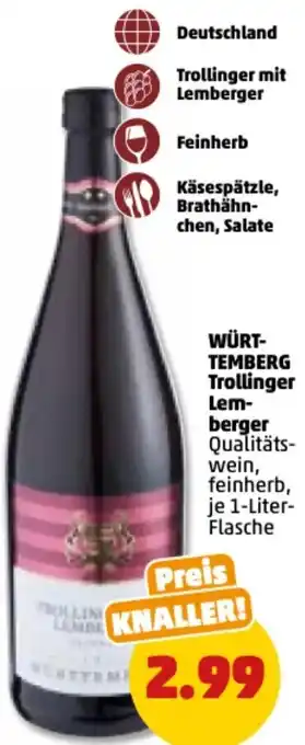 PENNY Württemberg Trollinger Lemberger 1 Liter Flasche Angebot