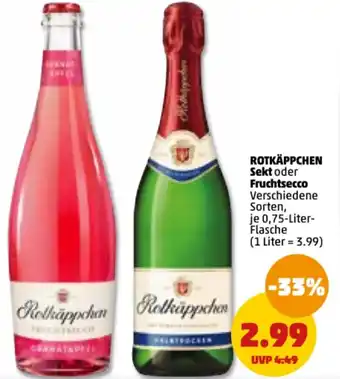 PENNY Rotkäppchen Sekt oder Fruchtsecco 0,75 Liter Flasche Angebot