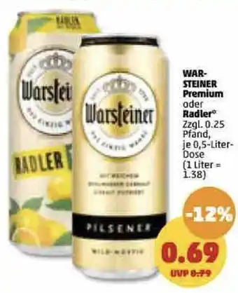 PENNY Warsteiner Premium oder Radler 0,5 Liter Dose Angebot