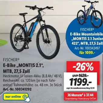 Lidl Fischer E-Bike Montis 2.1, MTB 27,5 Zoll Angebot