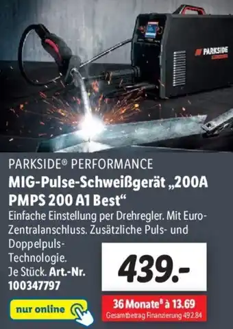 Lidl Parkside Performance MIG Pulse Schweißgerät ,,200A PMPS 200 A1 Best" Angebot