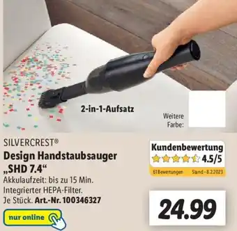 Lidl Silvercrest Design Handstaubsauger SHD 7.4 Angebot