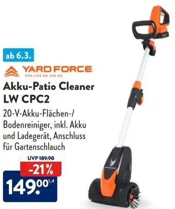 Aldi Süd Yard Force Akku Patio Cleaner LW CPC2 Angebot