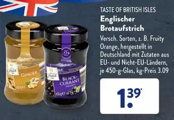 Aldi Süd Taste of British Isles Englischer Brotaufstrich 450 g Glas Angebot