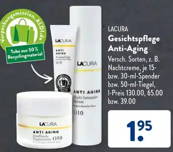 Aldi Süd Lacura Gesichtspflege Anti Aging 30 ml Spender/50 ml Tiegel Angebot