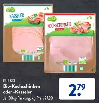 Aldi Süd Gut Bio Bio-Kochschinken oder Kasseler 100 g Packung Angebot