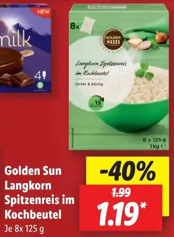 Lidl Golden Sun Langkorn Spitzenreis im Kochbeutel 8x125 g Angebot