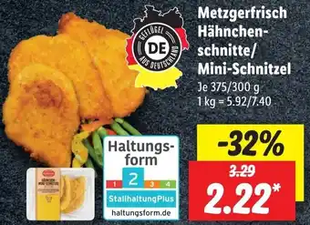 Lidl Metzgerfrisch Hähnchenschnitte/Mini Schnitzel 375/300 g Angebot