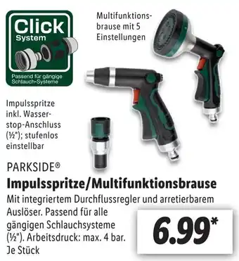 Lidl Parkside Impulsspritze/Multifunktionsbrause Angebot