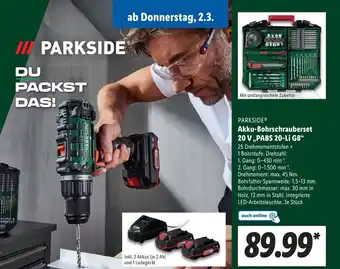 Lidl Parkside Akku Bohrschrauberset 20 V ,,PABS 20-Li G8" Angebot