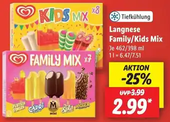 Lidl Langnese Family/Kids Mix 462/398 ml Angebot