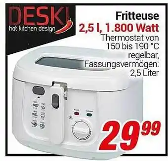 CENTERSHOP Deski fritteuse 2,5 i, 1.800 watt Angebot