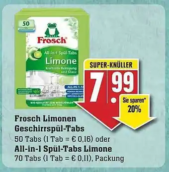 Edeka Frosch limonen geschirrspül-tabs oder all-in-1 spül-tabs limone Angebot