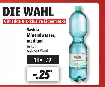 Lidl Saskia mineralwasser, medium Angebot