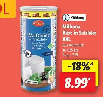 Lidl Milbona käse in salzlake xxl Angebot