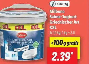 Lidl Milbona sahne-joghurt griechischer art xxl Angebot