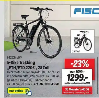 Lidl Fischer e-bike trekking „eth etd 2206” 28 zoll fischer Angebot