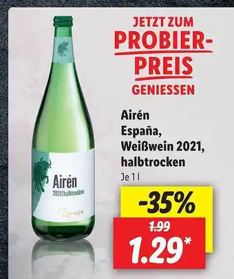 Lidl Airén españa, weißwein 2021, halbtrocken Angebot