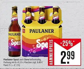 Marktkauf Paulaner spezi auch zero Angebot