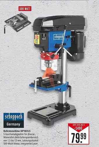 Marktkauf Scheppach bohrmaschine dp16vls Angebot